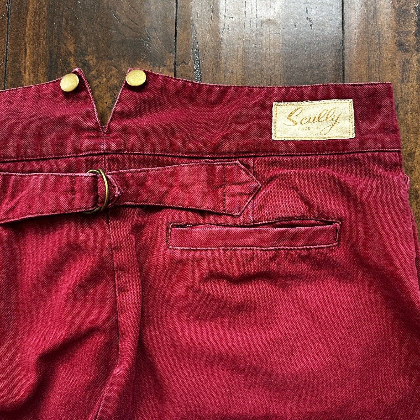 VTG Mens Scully Rangewear Cotton Canvas Outdoor Pants Buckleback Cowboy 36 Red