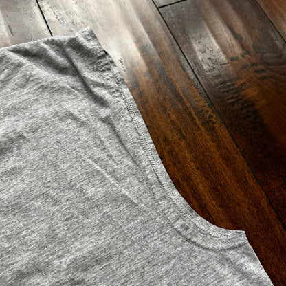 Nike Trashed Center Swoosh Vintage T Shirt 90s Basic Grey Gym Rat Stained