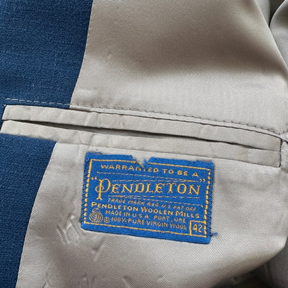 VTG Pendleton Jacket Blazer Men's 42 Blue 100% Pure Virgin Wool USA Western 70s