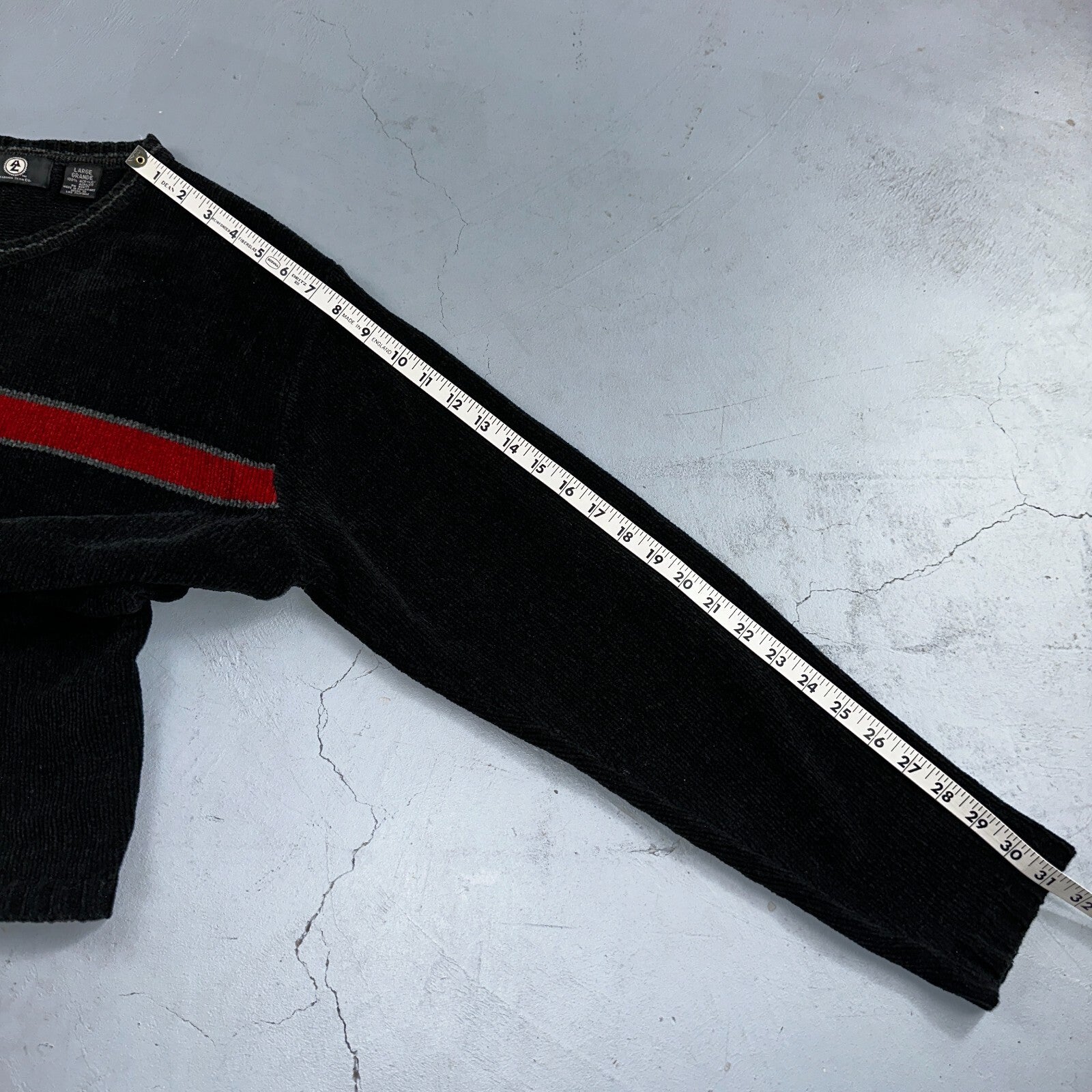 VTG Arizona Sweater Mens L Black Fleece Knit Pullover 2000s Streetwear Y2K Red