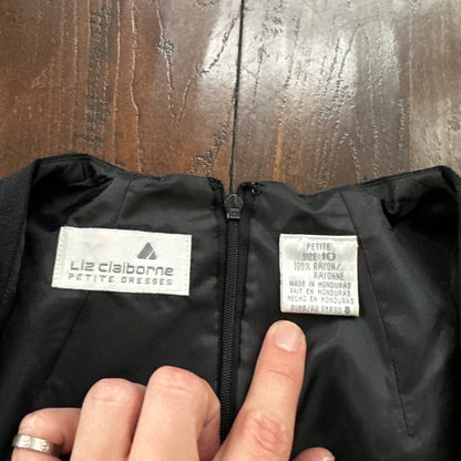 Liz Claiborne Dress Womens 10 Petite Black Maxi Lace Ladies Cute Church