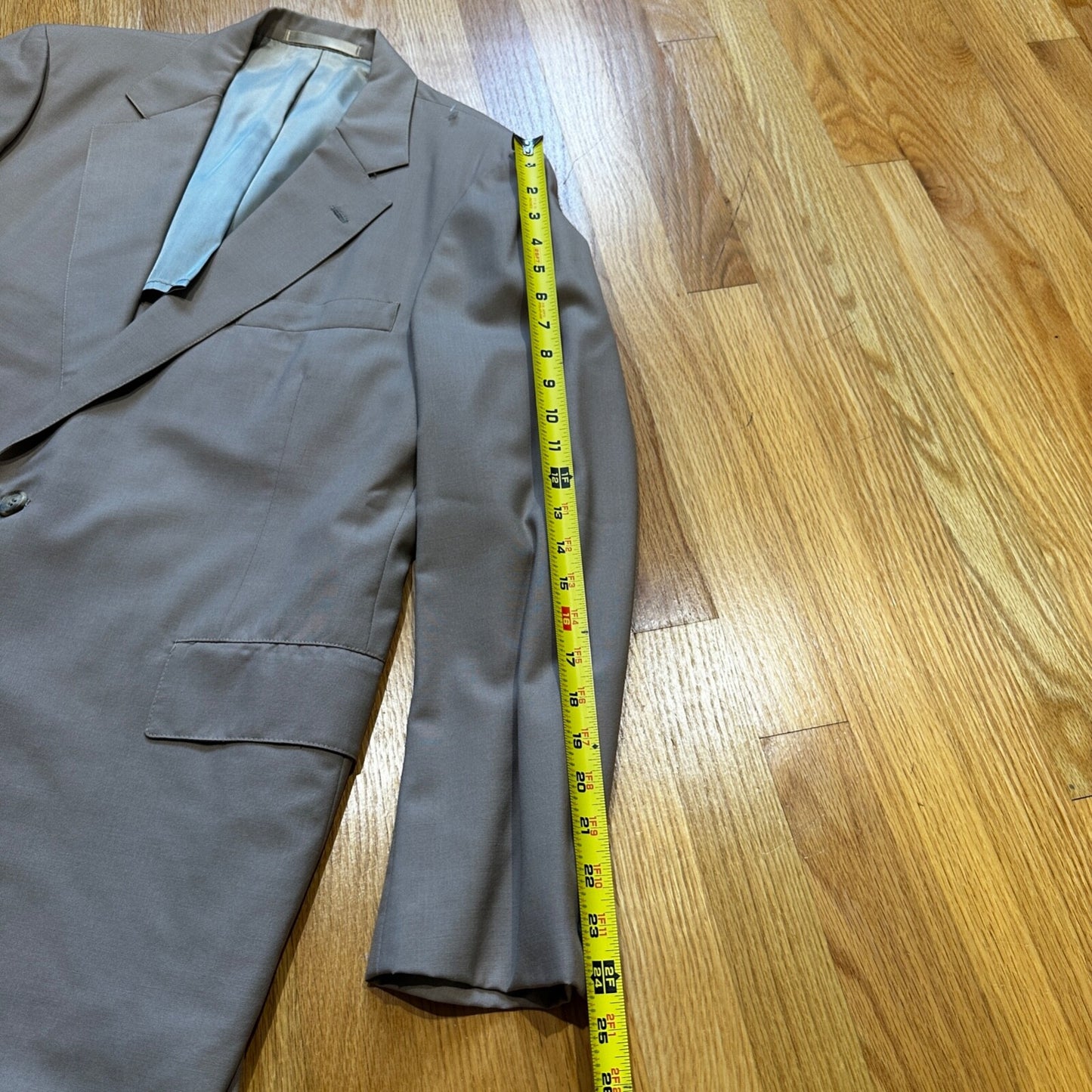 1960s Beige Sport Jacket VTG Mens Suit 44 36x29 Rockabilly Solid Tan Pants 60s