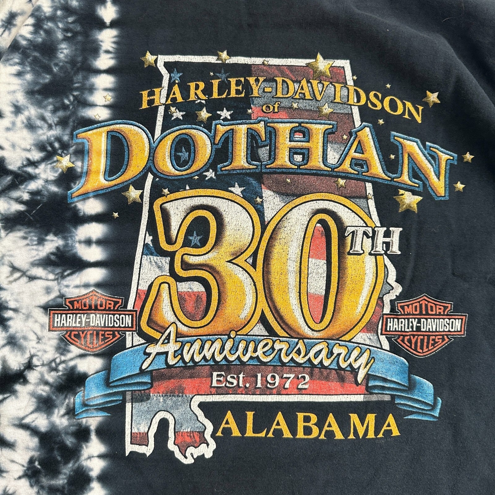 Harley Davidson Dothan Alabama  VTG T Shirt Motorcycle Bike Graphic USA Tye Dye