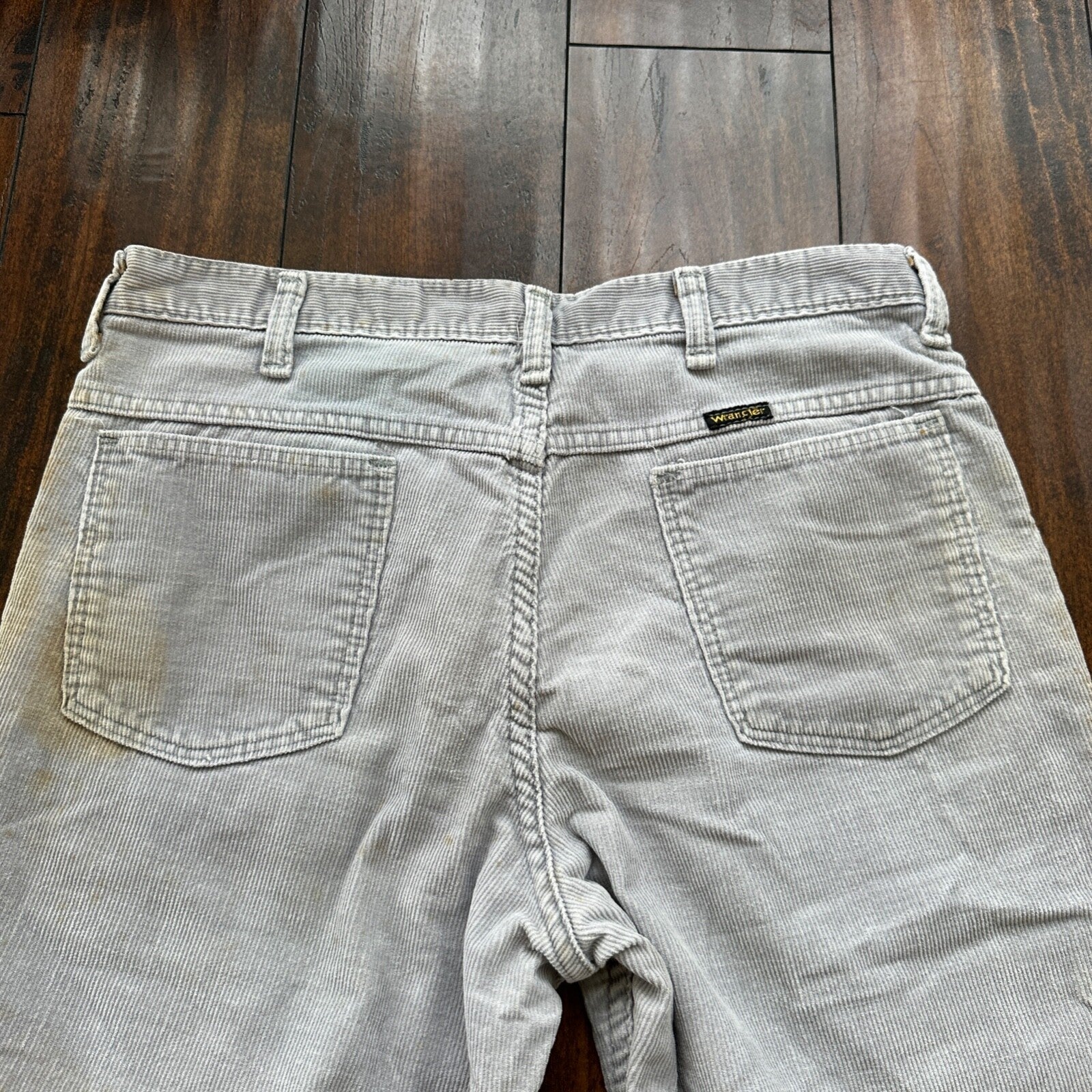 VTG 60s Wrangler USA Grey Corduroy Pants 34S 70s 33x23 Capri Cut Cowboy RARE
