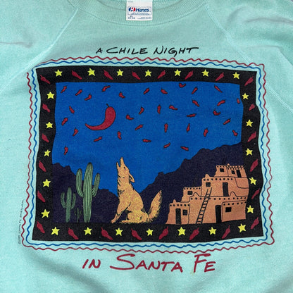 Hanes XL Santa Fe Chili Night Sweatshirt XL 80s VTG Crewneck Howling Wolf