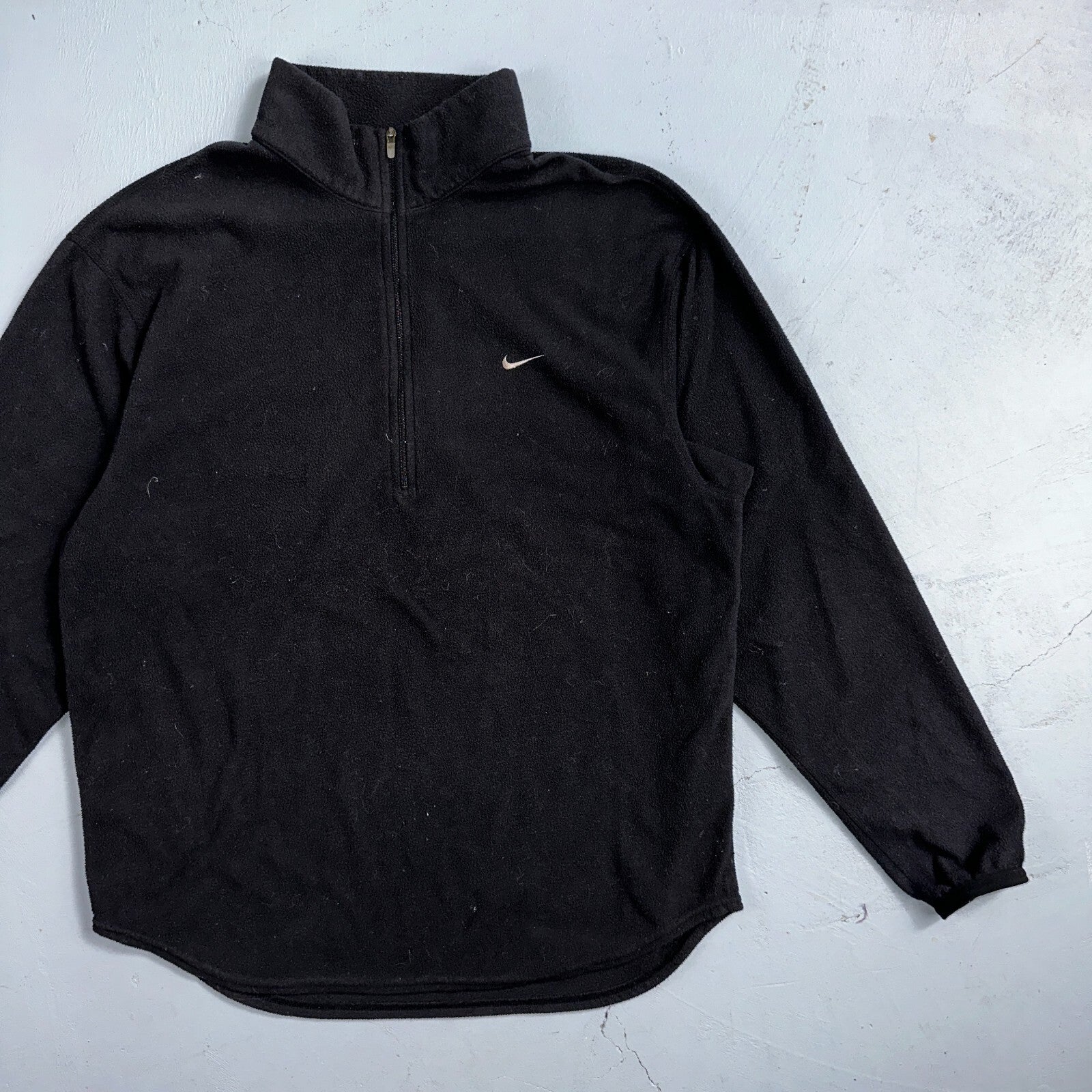 Nike Therma Quarter Zip Training Top Mens S Black Pullover Fleece Lined VTG