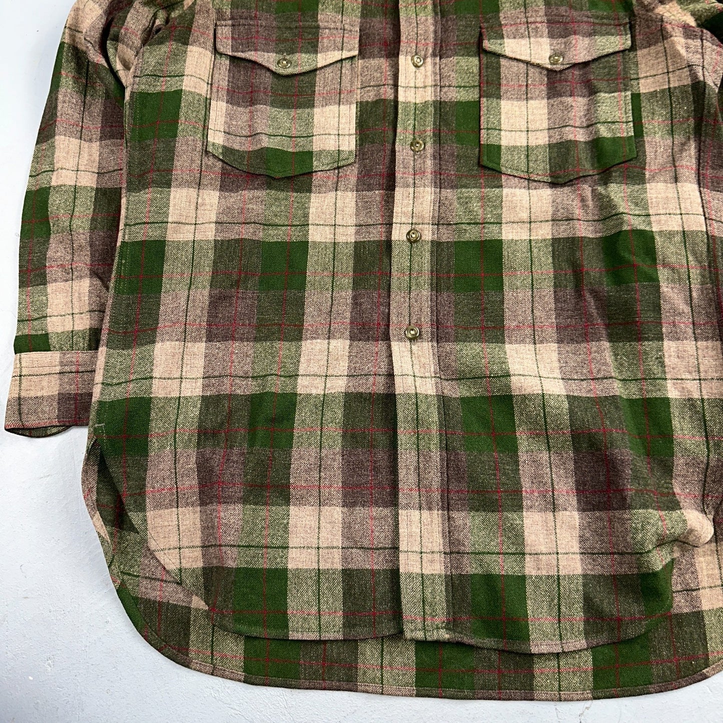 Pendleton VTG BR Baker Shirt Plaid 100% Wool Button Down Size M Plaid 1950s Camp
