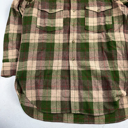 Pendleton VTG BR Baker Shirt Plaid 100% Wool Button Down Size M Plaid 1950s Camp