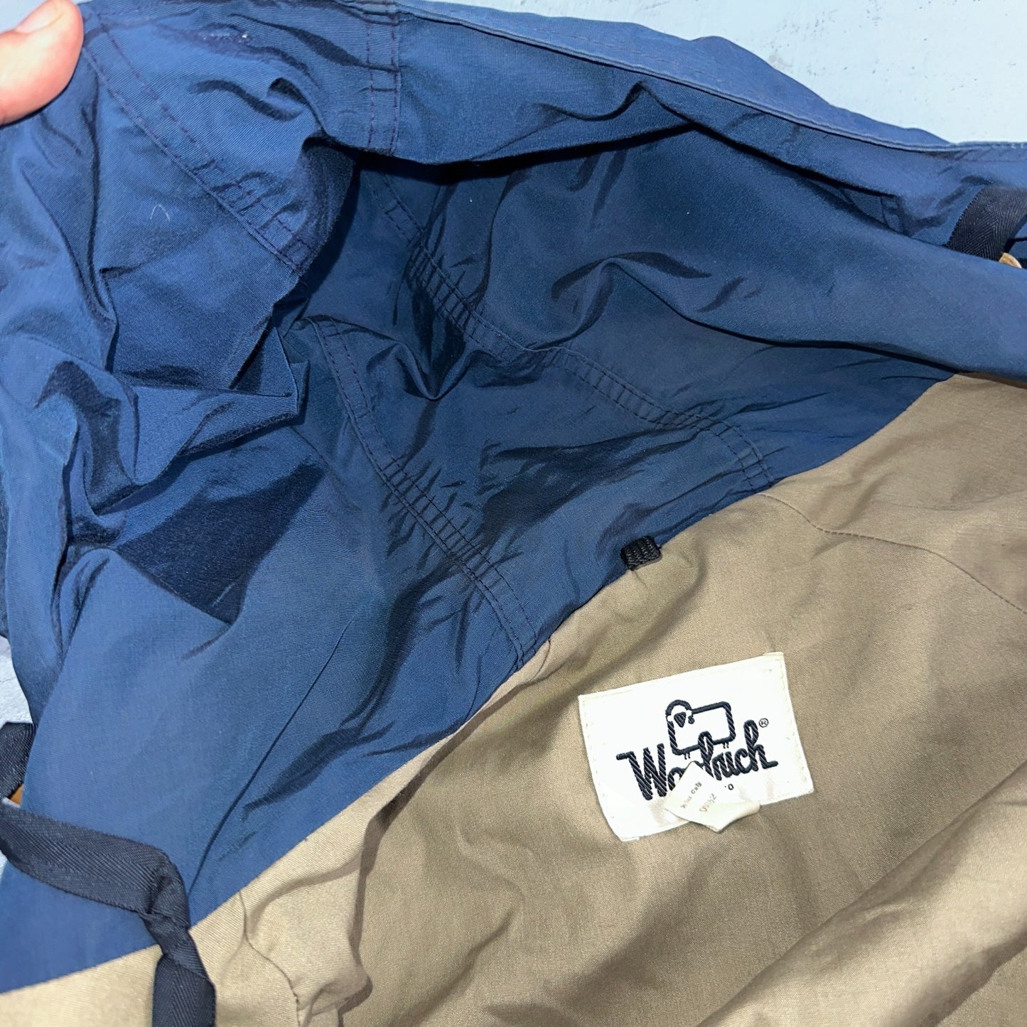 VTG Woolrich USA Mountain Parka Shell Jacket Blue Hiking 1970s 70s Blue Large