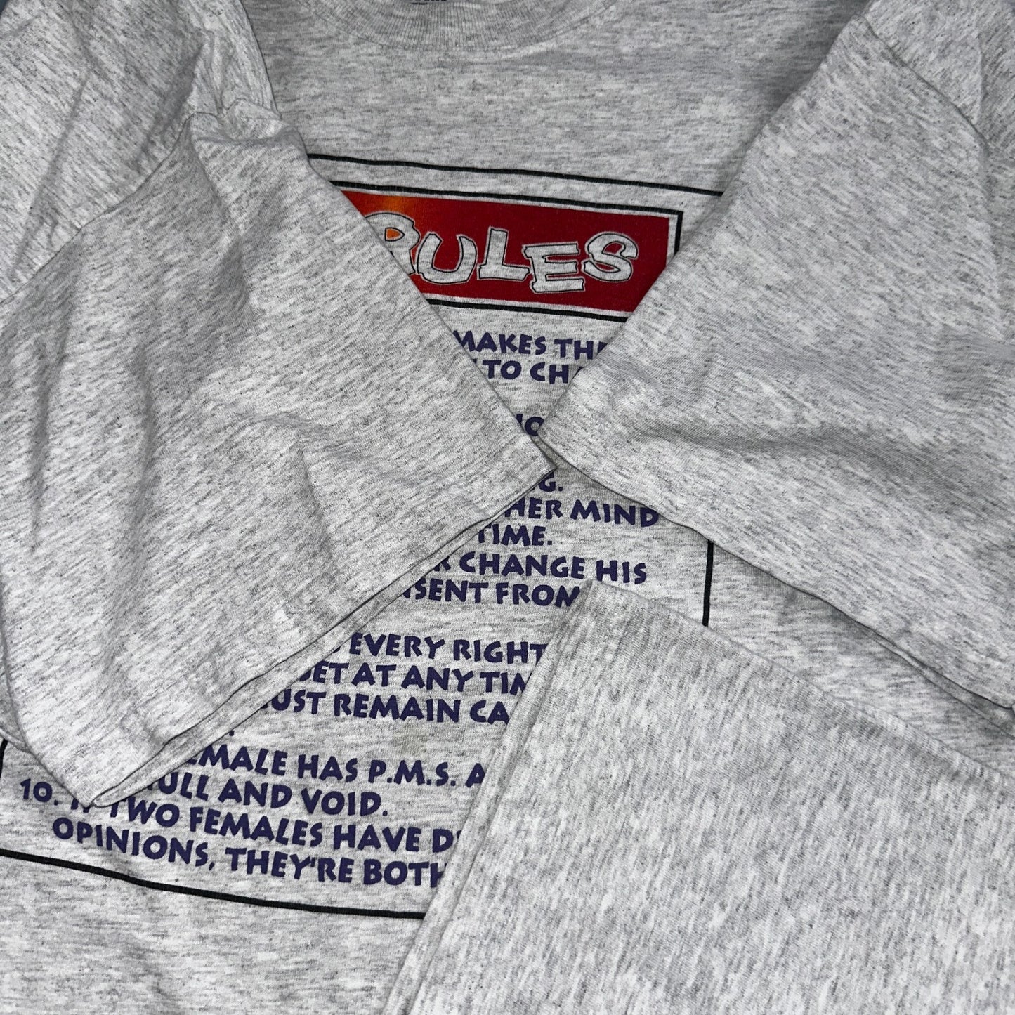 Rules Girls Funny Women Quote Text VTG T Shirt Y2K Gray Subject 2XL Cool