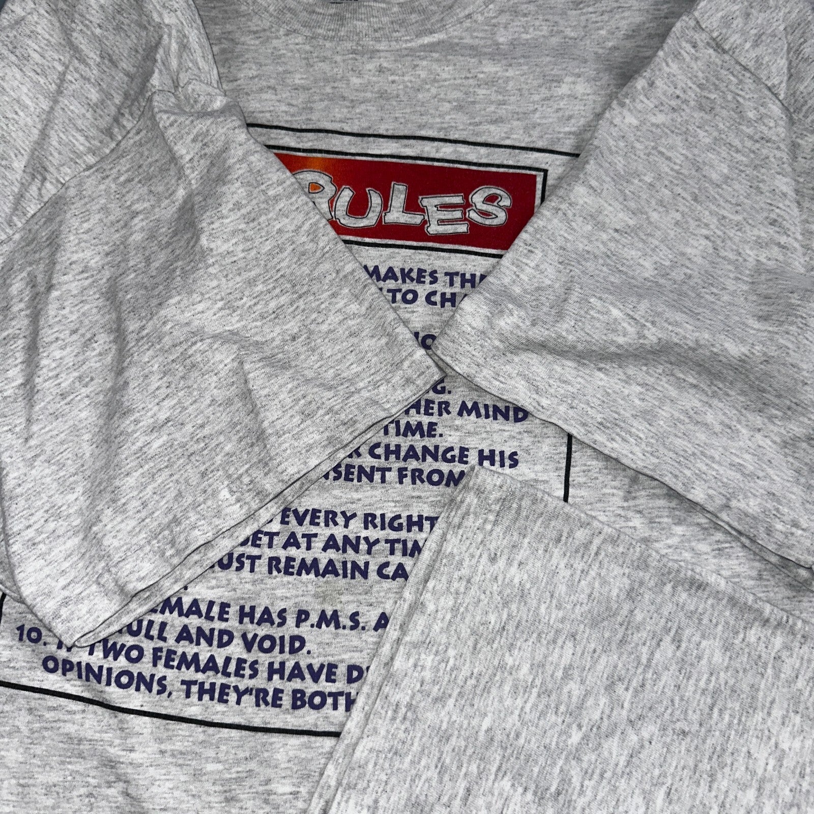 Rules Girls Funny Women Quote Text VTG T Shirt Y2K Gray Subject 2XL Cool