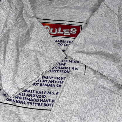 Rules Girls Funny Women Quote Text VTG T Shirt Y2K Gray Subject 2XL Cool