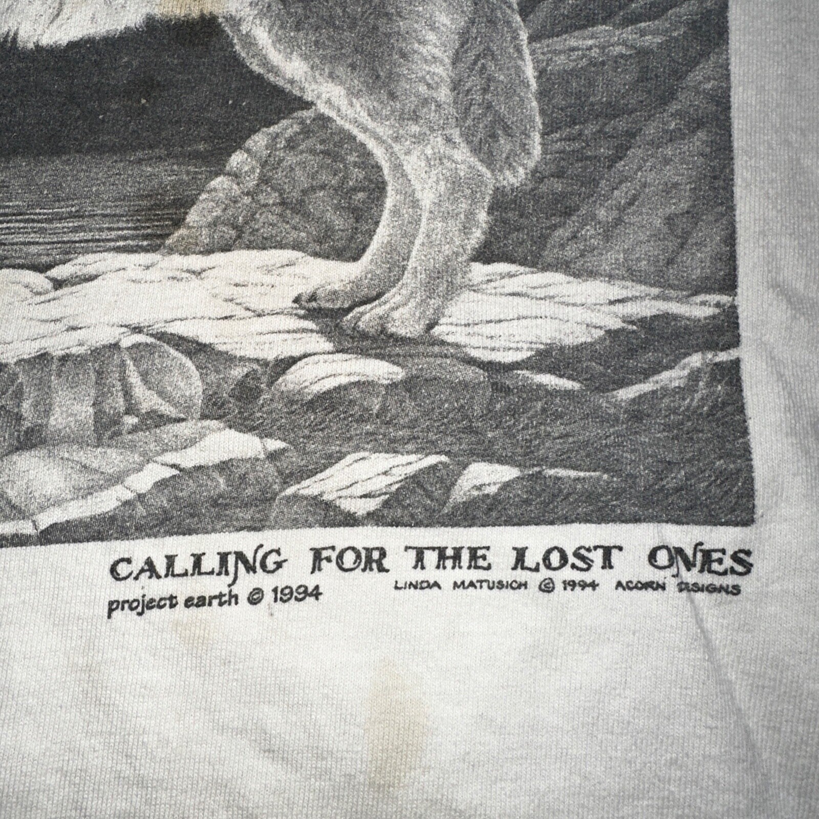 Wolf Howling Rare 90s VTG T Shirt Single Stitch Earth Animals Grunge Art Photo