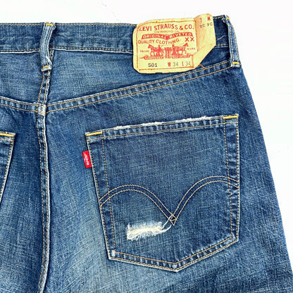 Levis 501 Vintage 90s XX Straight Leg Jeans Y2K Med Wash 34x34 Act 33x34