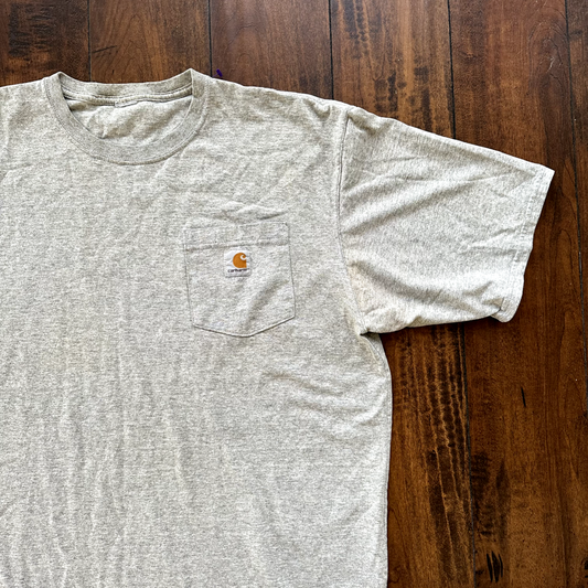 Carhartt Y2K Gray Pocket Vintage Style T Shirt Workwear Travis Scott Simple Cool