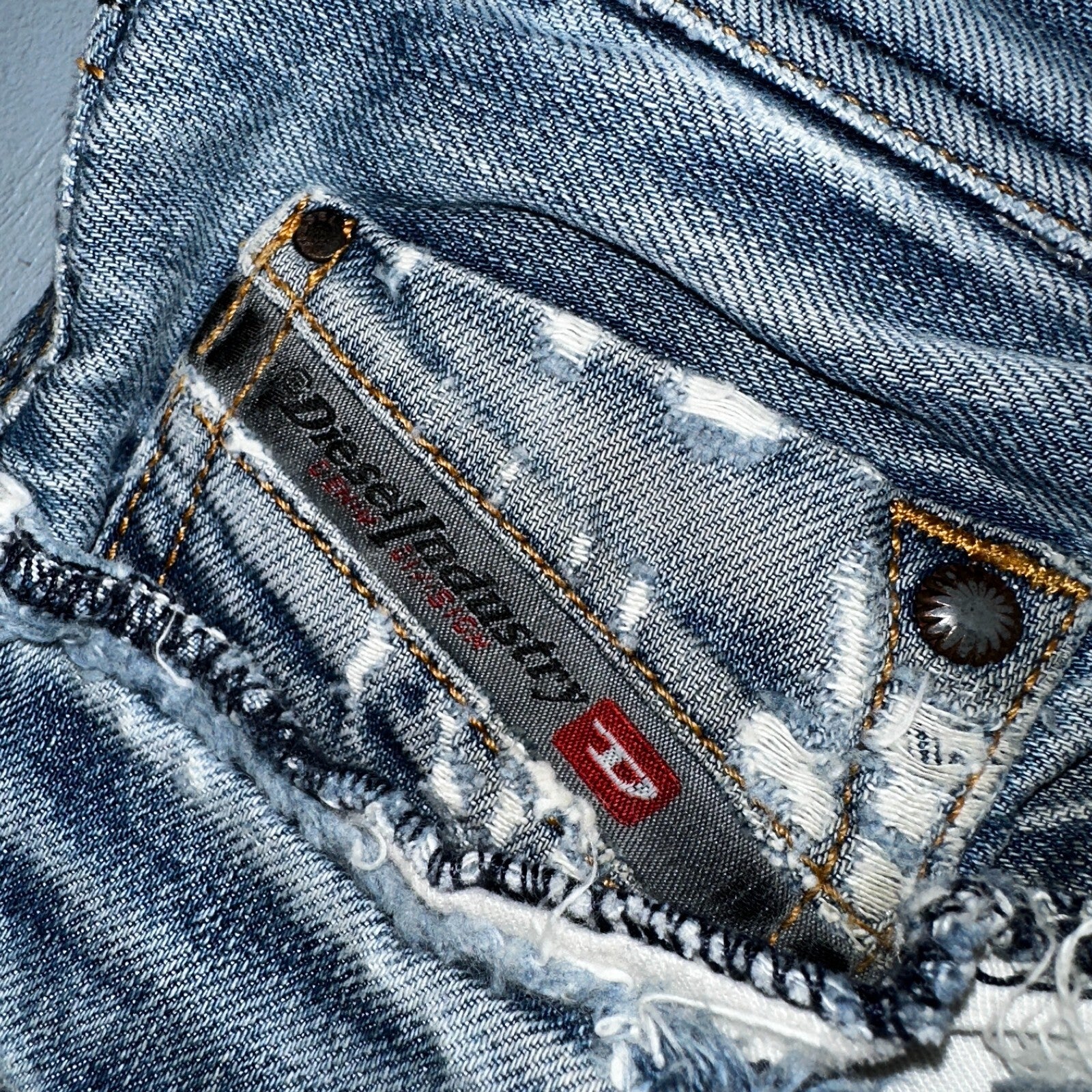 Diesel Larkee Bootcut Stretch Jeans Mens 36x30 Blue Straight 008M2 Whisker Italy