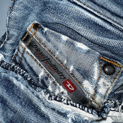 Diesel Larkee Bootcut Stretch Jeans Mens 36x30 Blue Straight 008M2 Whisker Italy