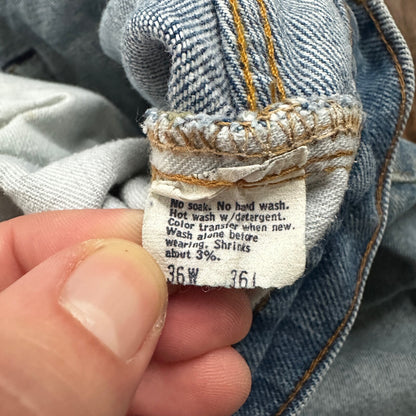 Vintage 80s Levis 505 36x36 USA Blue Jeans 501 Act 33x34 Light Wash