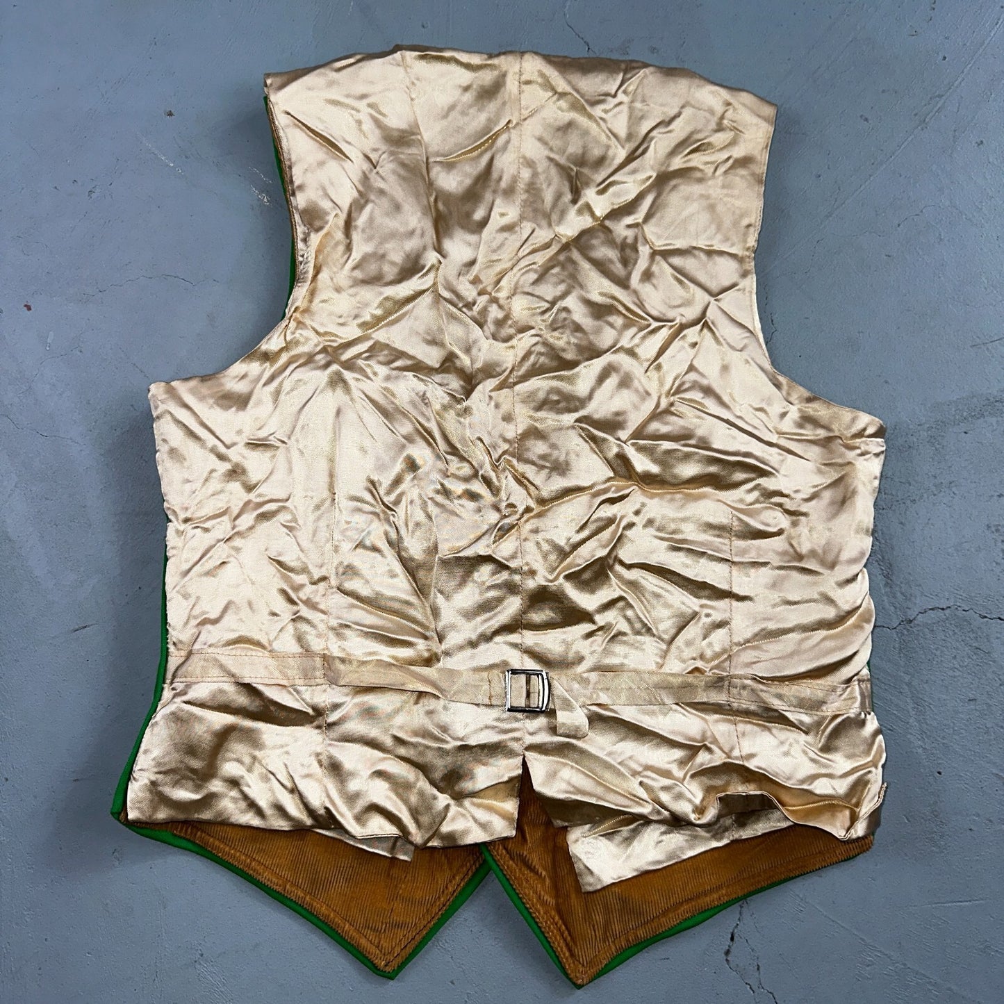 Vintage Buckle Back Vest Mens Green Waistcoat Size S 1940s 1950s 1960s Antique