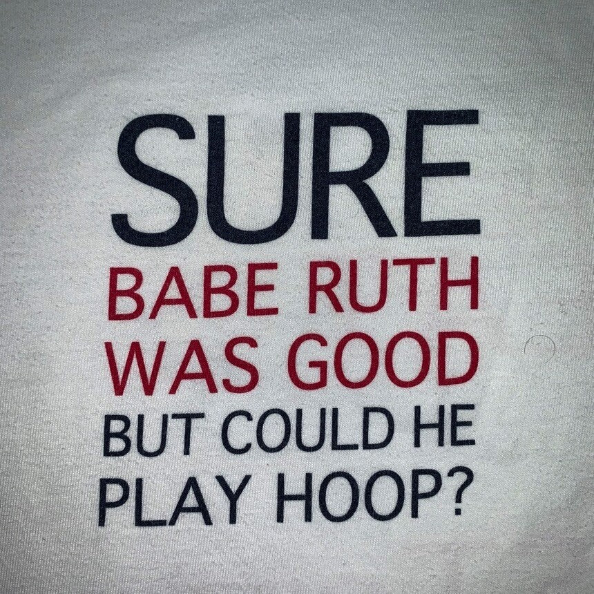Jordan Babe Ruth Baseball Vintage Nike T Shirt USA Rare Play Hoop 90s Gray Tag