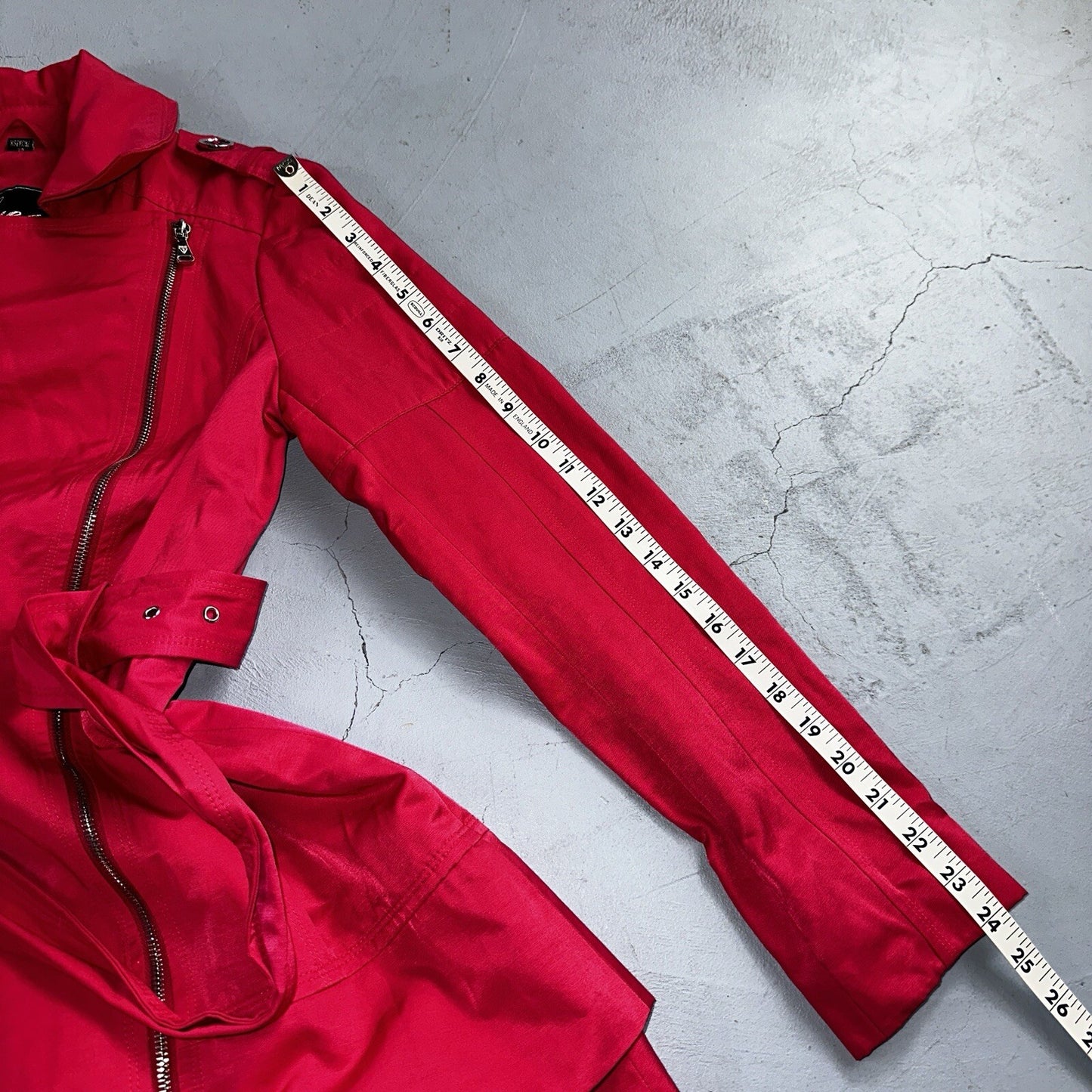 GUESS Pink Belted Peacoat Wmn Sz XS VTG Button Detail Zipper Trench Cute