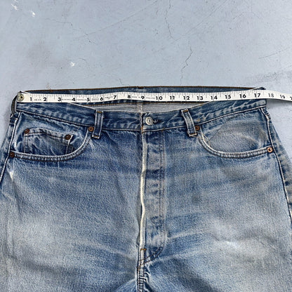 Levis 501 Vintage 80s Redline Selvedge USA XX Jeans Light Wash Worn Act 35x30