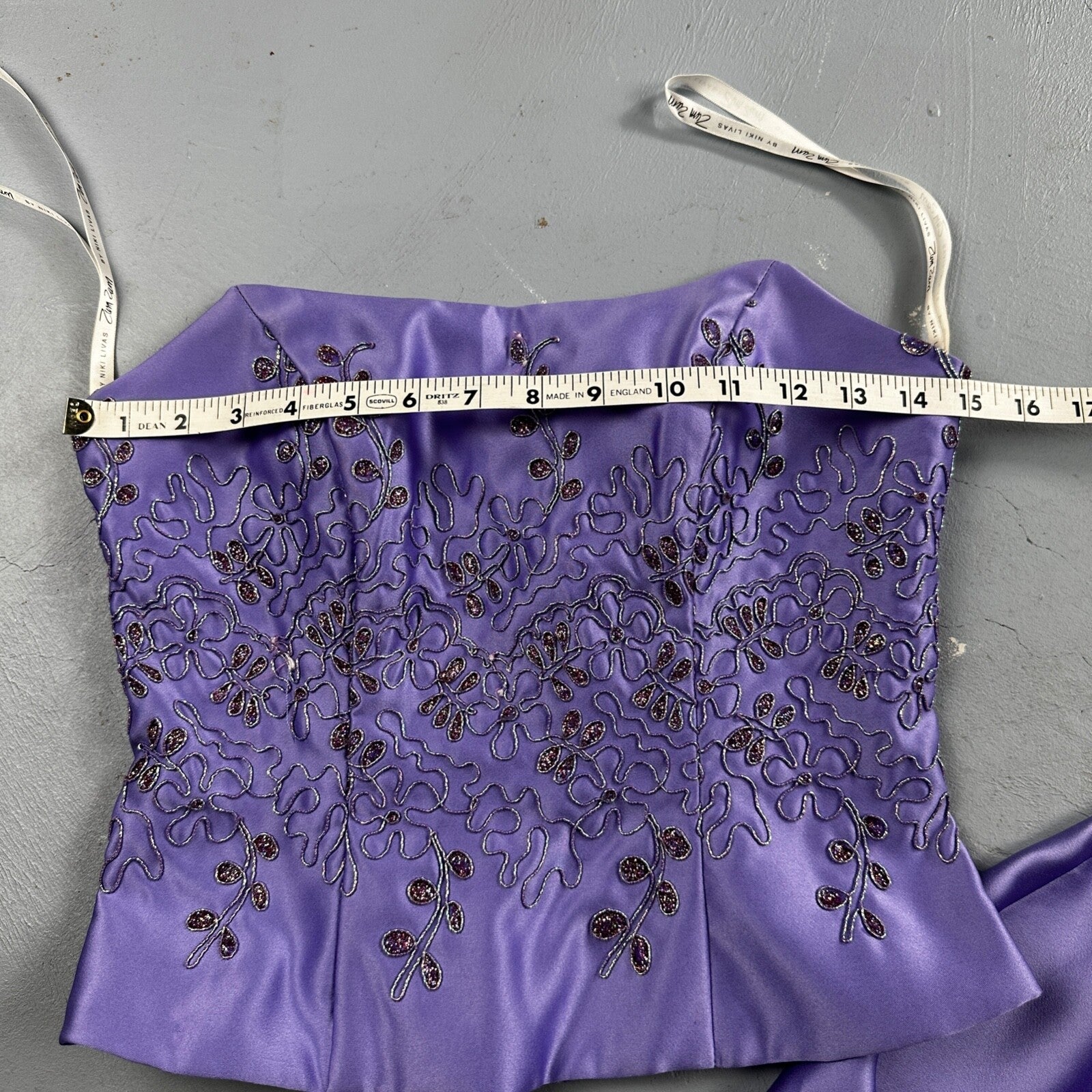 Zum Zum By Niki Livas Women's Purple Crop Skirt Beading Maxi Dress 5-6 USA Prom