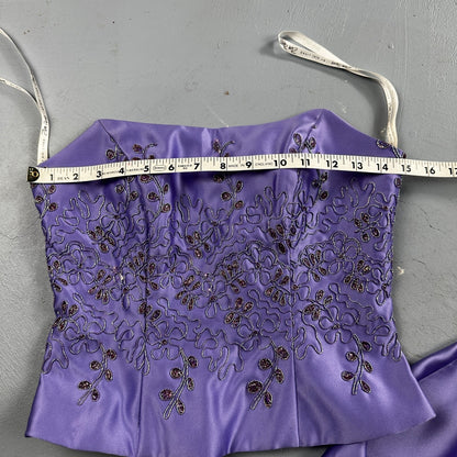 Zum Zum By Niki Livas Women's Purple Crop Skirt Beading Maxi Dress 5-6 USA Prom