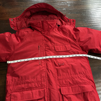 Vtg. Eddie Bauer Goose Down Red Snow Insulated Heavy Hooded Jacket 80s M Korea