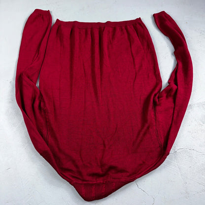 Orvis 100% Silk Pullover Red Mock Neck Sweater Women’s M Cable Knit Accent