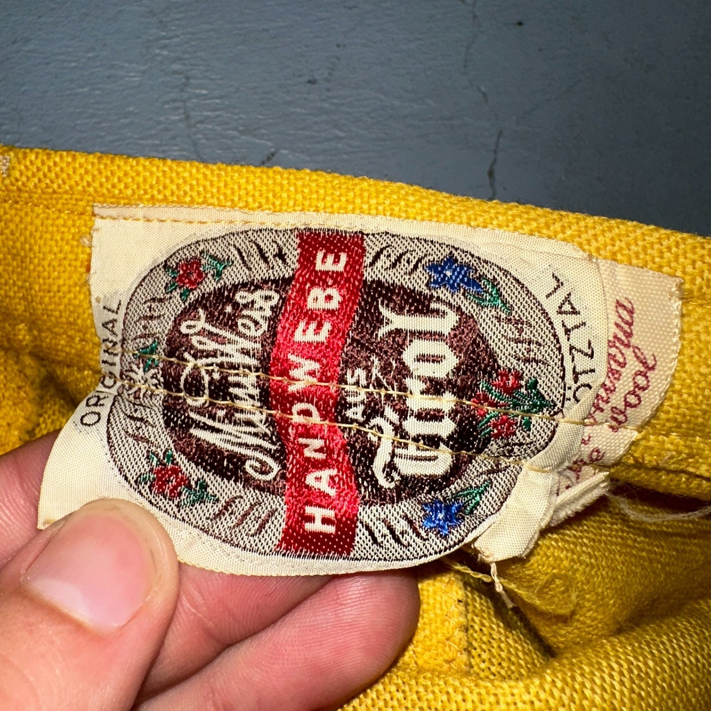 Vintage Marlies Handwebe Tyrol Skirt Yellow Wool Black Lace Trim Austria 50s