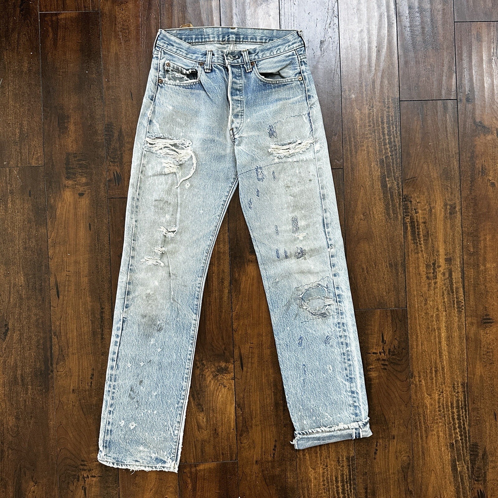 Levis Vintage 80s Redline Selvedge USA 501 XX Jeans 66 70s Light 30x36 Act 27x30