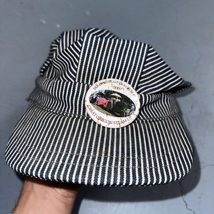 Conductor USA VTG Hat Cap Snapback Hat White Pinstripe XL Travel Cool Look Pin