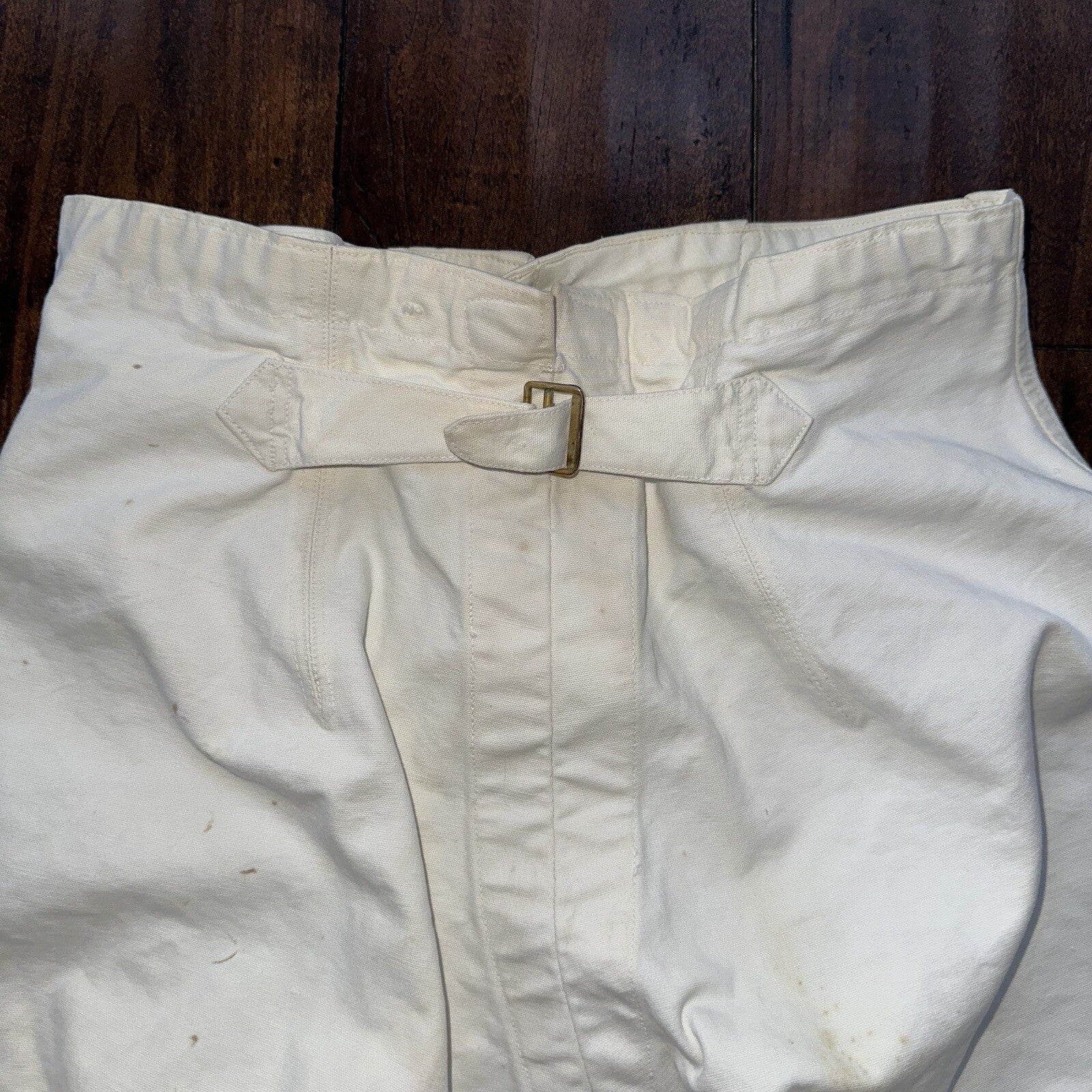 RARE VTG 1920s White Buckle Back Pants Work Wear Union 10s 30s 28x31 Navy USMA