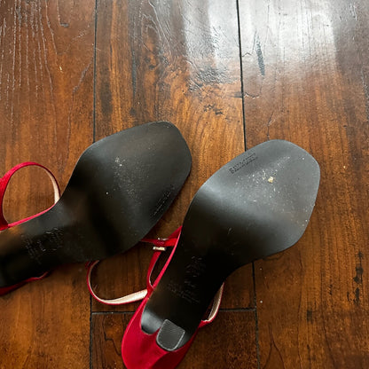 Sam & Libby Diva Sl Red Women Size 8.5 M Sandal Heels Ankle Strap Sexy Nice