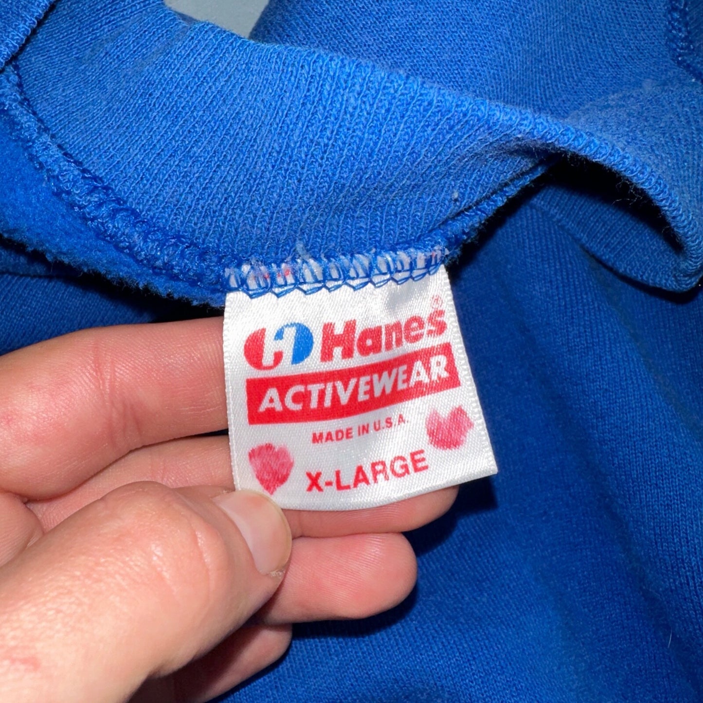 1990s VTG Hanes Sport Blank Sweatshirt XL Blue Made In USA Crewneck Basic
