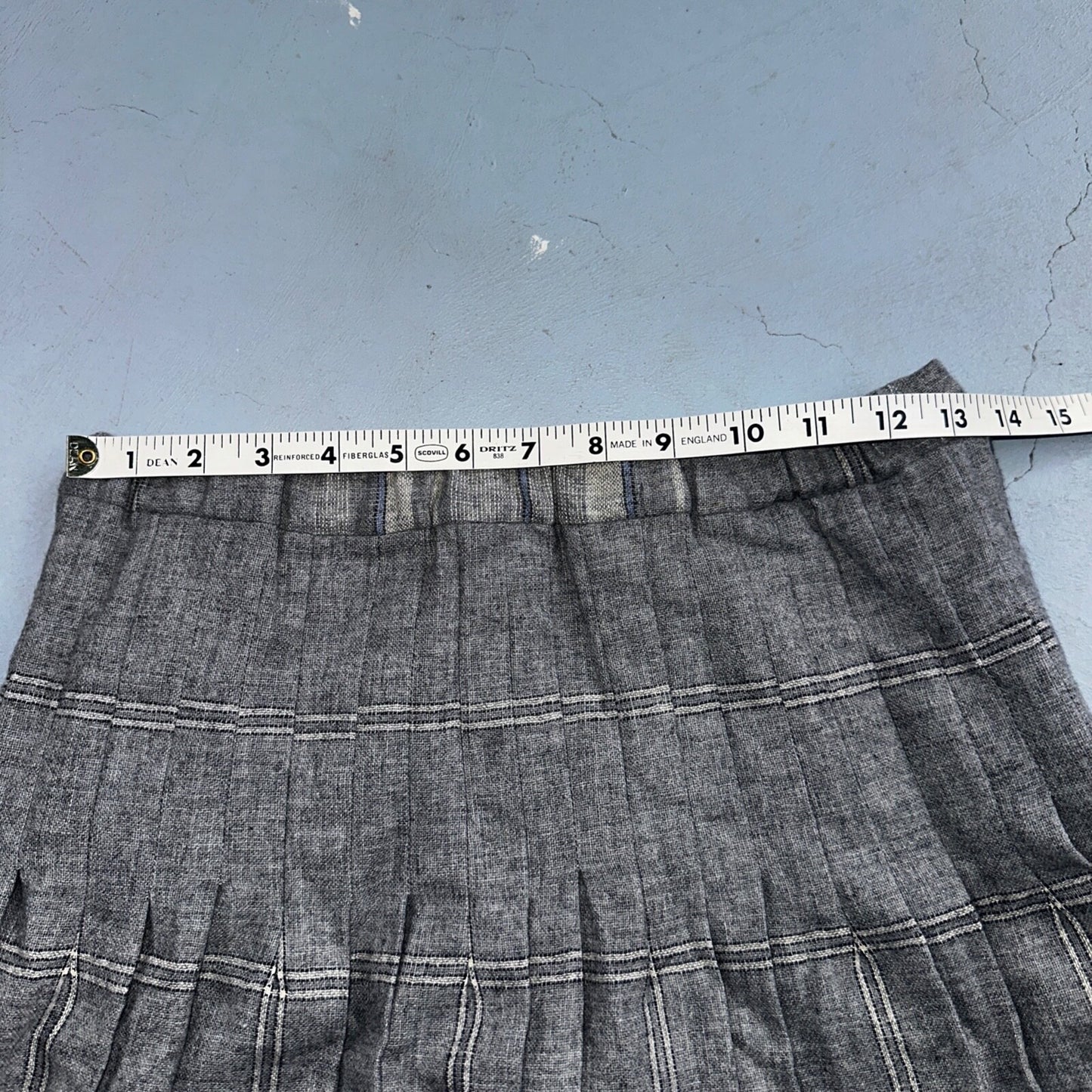 Gray Plaid Original Vintage Wool Pleated Skirt Rockabilly 1960s 50s 60s 26 Waist