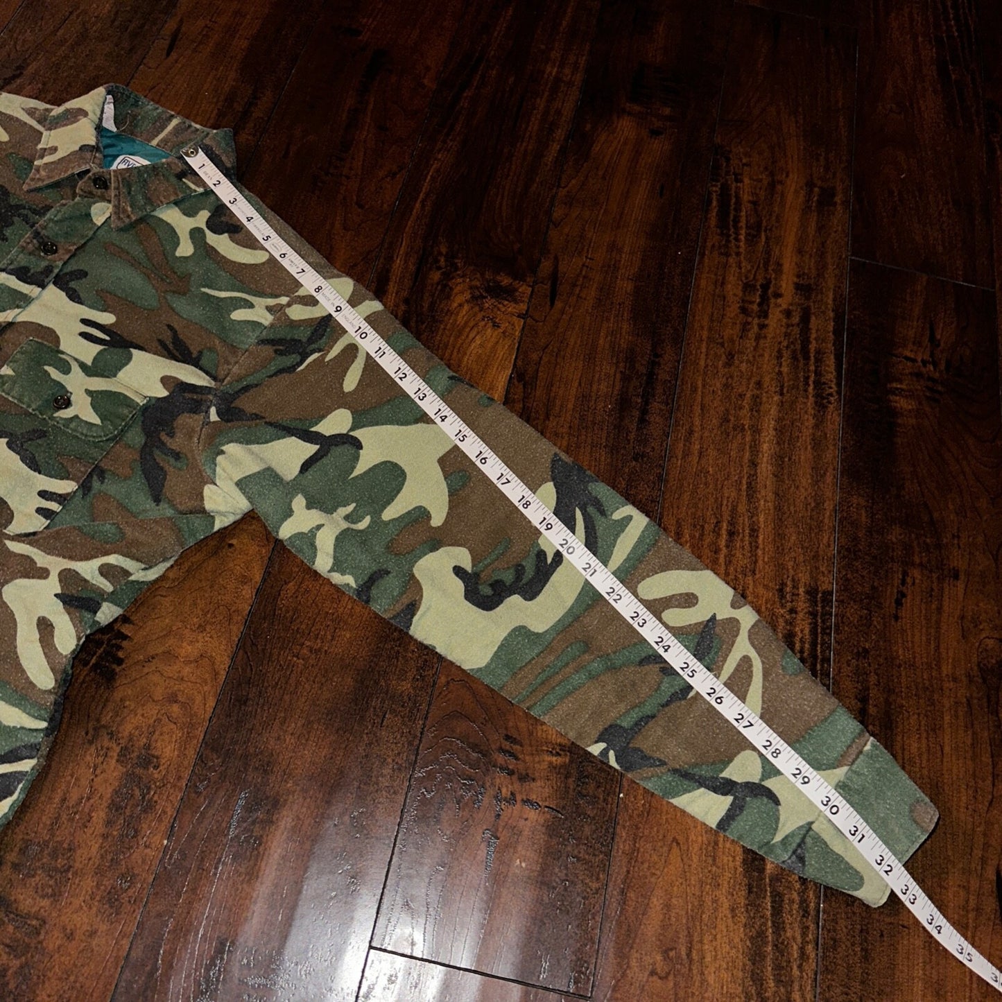 VTG 70s Five Brother Shirt Mens M Green Flannel Woodland Camo Made In USA 80s