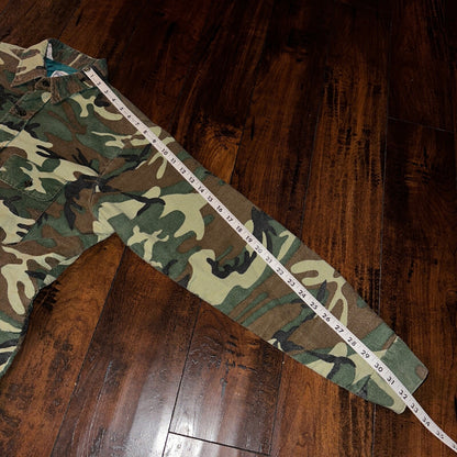 VTG 70s Five Brother Shirt Mens M Green Flannel Woodland Camo Made In USA 80s