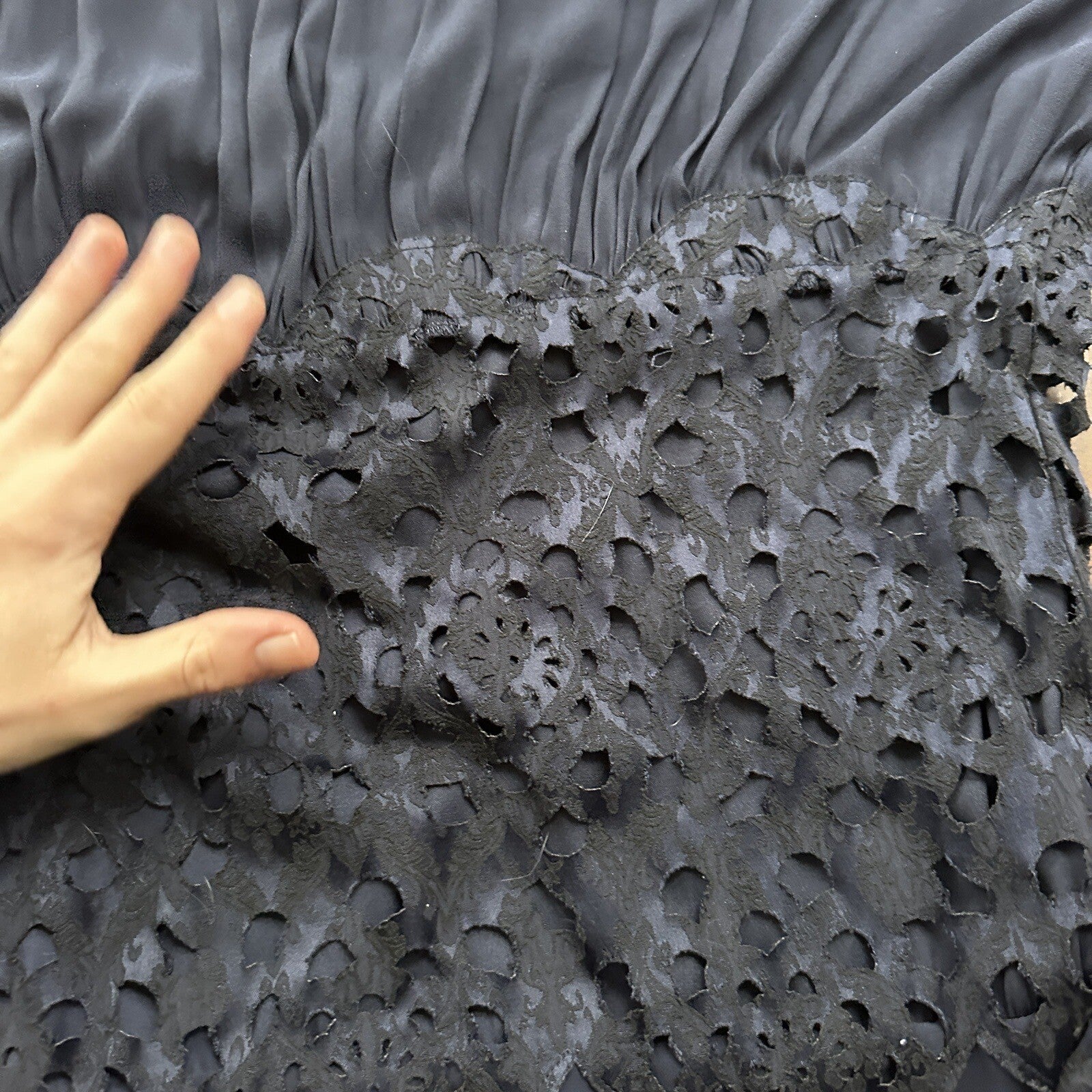 Chelsea28 Dress Womens S Navy Dot Flowy Long Sleeve Midi Cute Blue Vtg Style