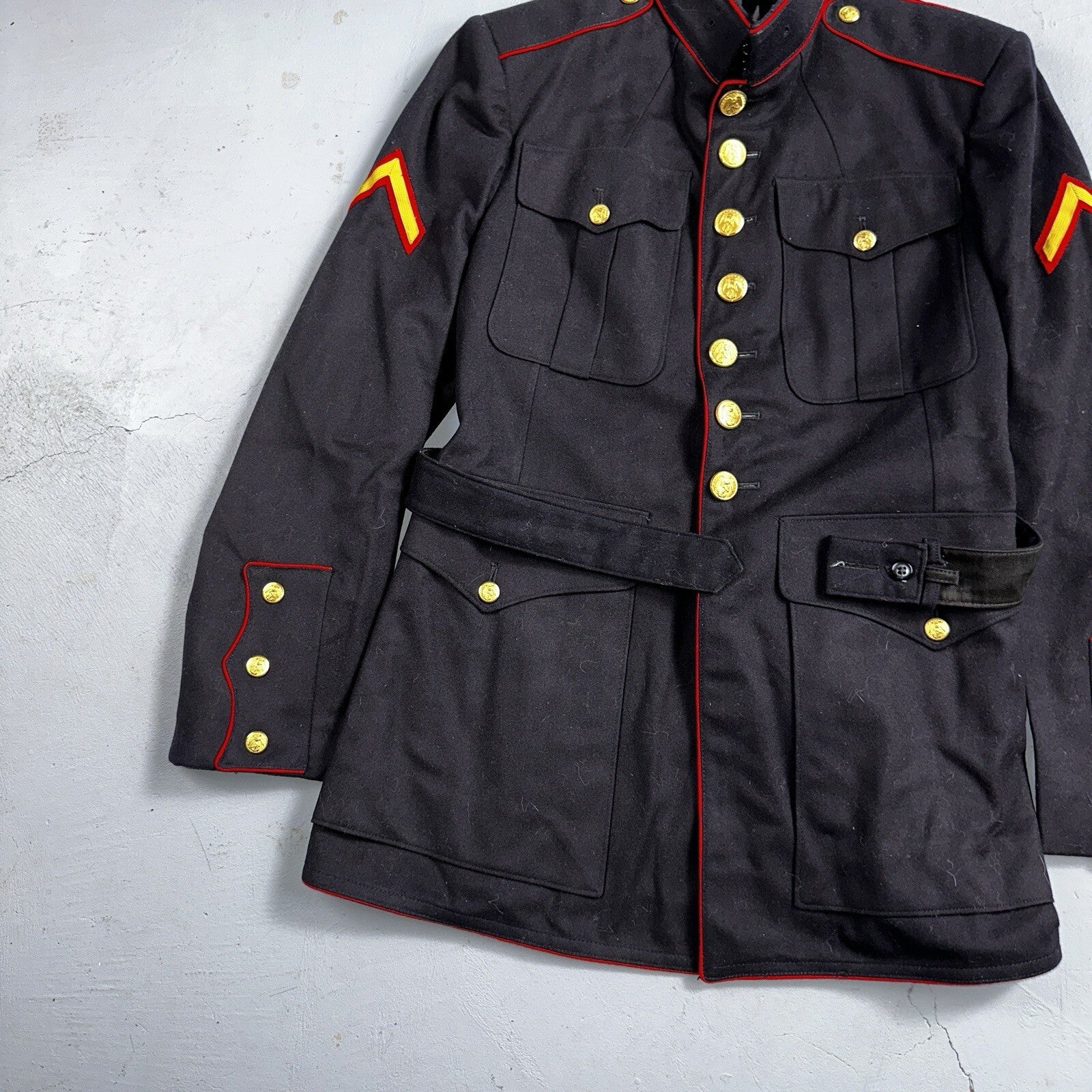 VTG Authentic WWII Paramarine United States Marine Corp Dress Blue Jacket USMC