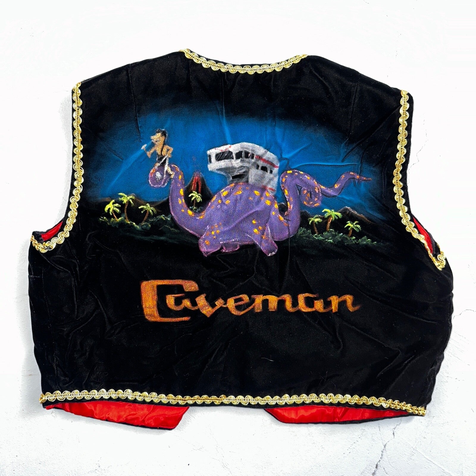 VTG 60s Caveman Vest Womens Grandma Core Hand Drawn Rockabilly Oregon Costume