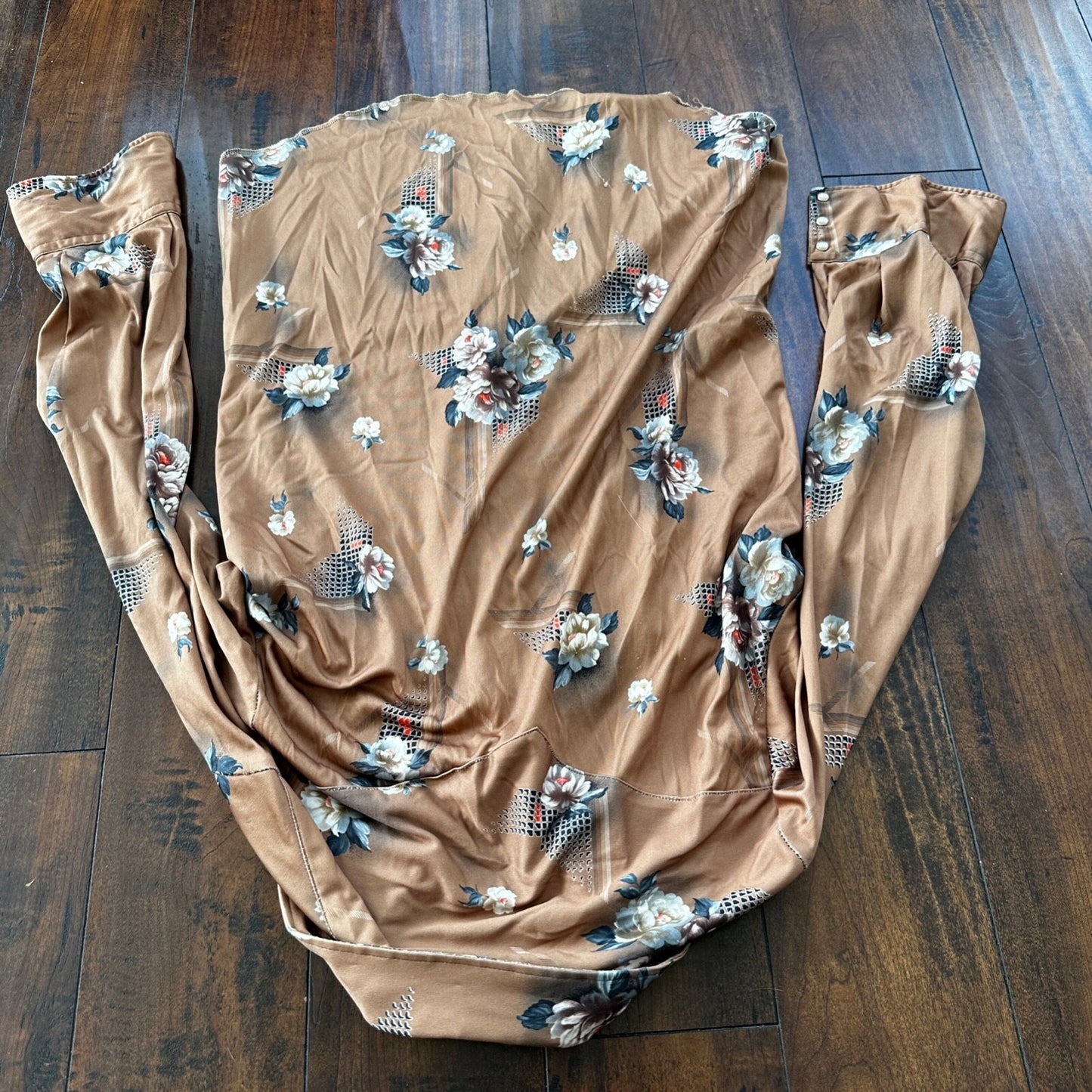 VTG 80s Karman Plaid Shirt Mens Extra Long Tail Pearl Snap Button Up Poly