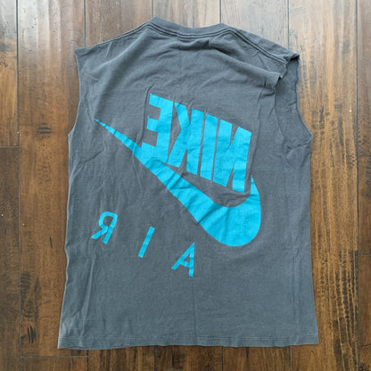 Nike Air Vintage T Shirt 90s Gray Tag Chop Gym Summer Tank Faded Black Thrashed