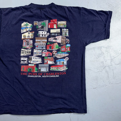 Charleston North Carolina VTG T Shirt Pubs Bar Hopping Drinking Alcohol Y2K