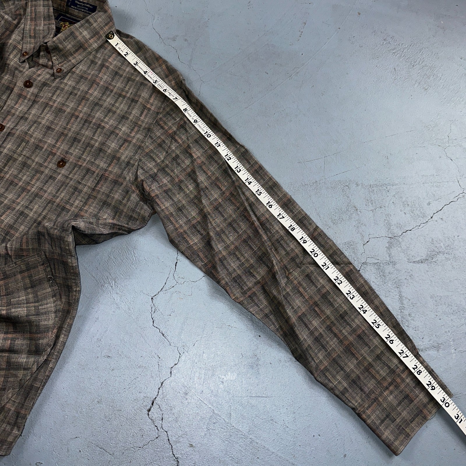 Vintage 90s Ralph Lauren Chaps 15 Plaid Shirt Grey Country Cottons Classic