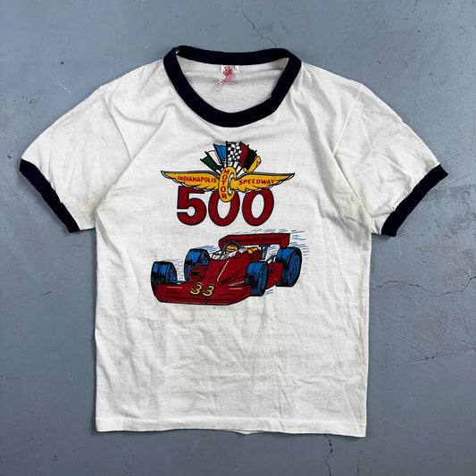 Indianapolis 500 70s Ringer VTG T Shirt 1970s Rare 33 Race Car Racing Motor