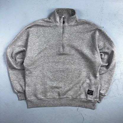 Russell Athletic USA L Sweatshirt 90s VTG Crewneck Gray Basic Blank Quarter Zip