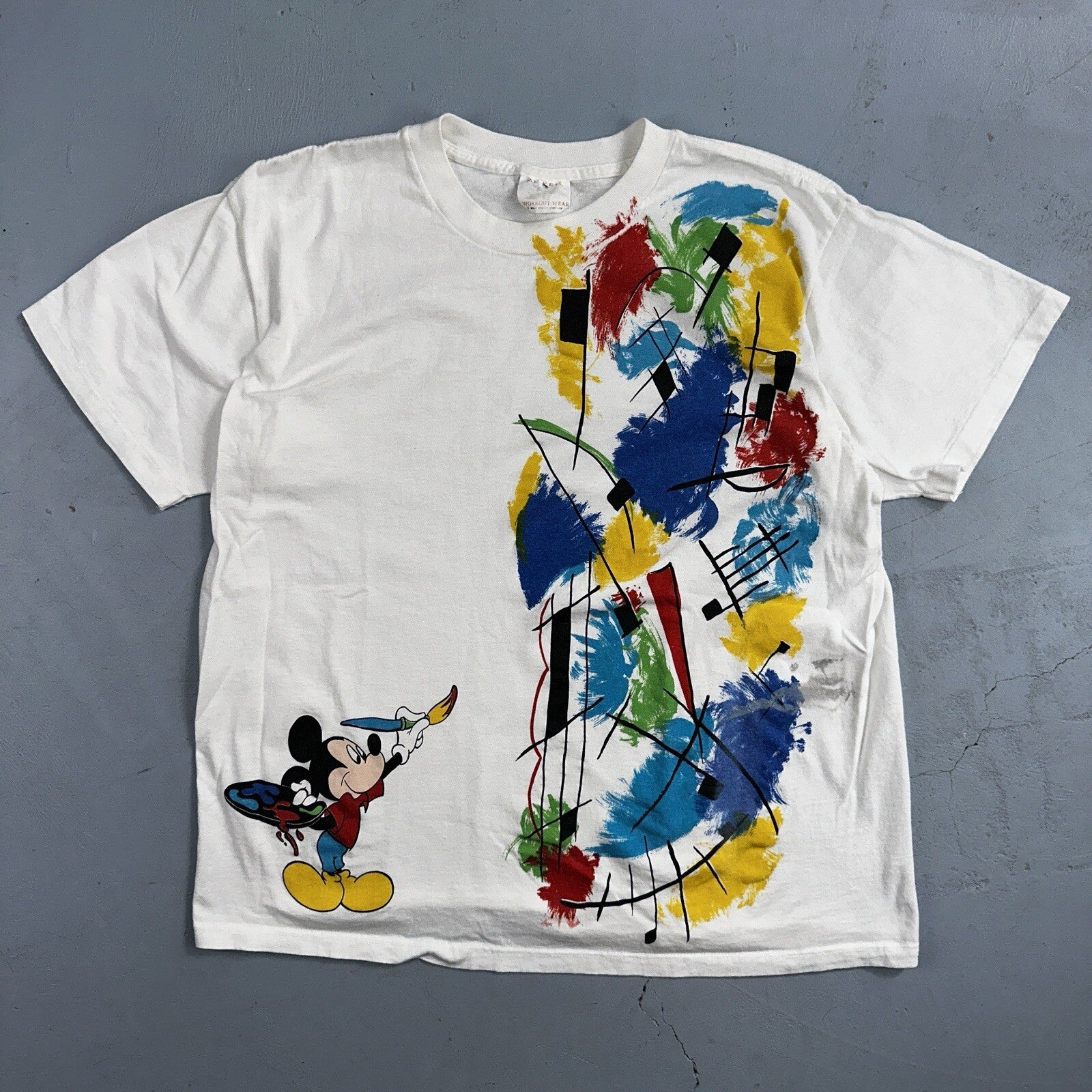 Mickey Mouse Vintage T Shirt Single Stitch 90s Paint Brush Abstract Graphic Cool