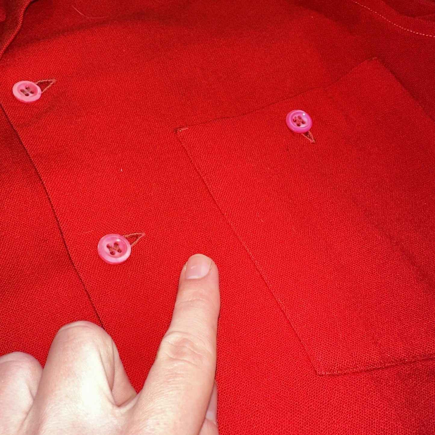 Pendleton 1930s VTG Wool Shirt Jacket Long Sleeve Red Basic Pink Buttons 30s 40s